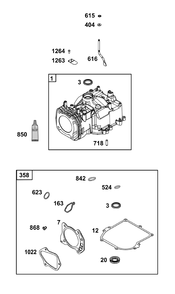 Cylinder Group Diagram and Parts List for 103M02-0113-F1 100000 - 19Z999 Briggs and Stratton Engine